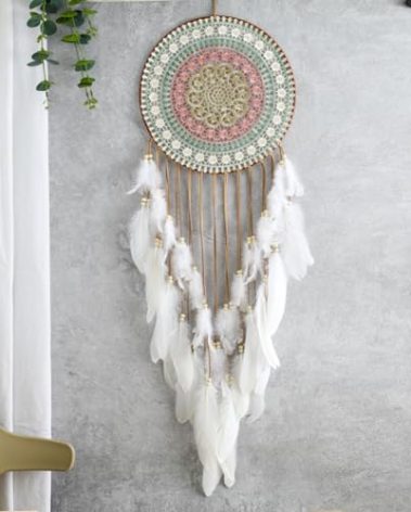 Malicosmile Big Dream Catchers for Wall with White Feather, Large 12 Inch Diameter Dream Catcher for Room Ceiling Wall Window Corridor Balcony Decor