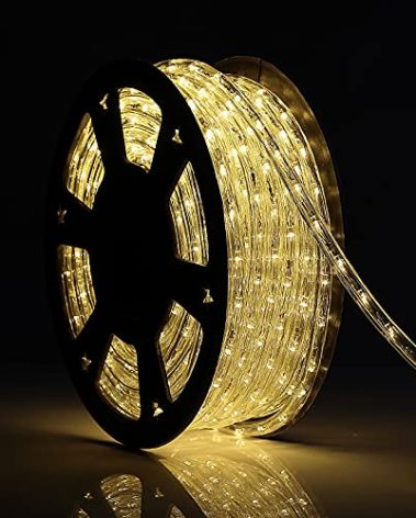 Tuanchuanrp LED Rope Lights, 100ft 110V Waterproof Rope Lights for Outside, Outdoor String Lights, Ideal for Eaves, Backyards Garden, Christmas Decoration(Warm White)