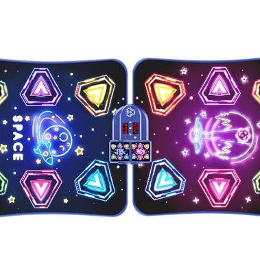 2-Player Electronic LED Light Dance Mat, Music Dance Toy with 5 Modes, Develops Hand-Eye Coordination, Challenge Game for Single or Double Players, Christmas Dance Mat Toy for Boys & Girls Ages 3-12