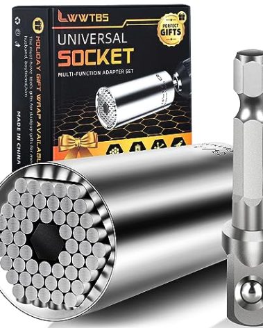 Super Universal Socket Tools Gifts for Mens Valentines Day Gifts for Him Husband Her Boyfriend Grip Socket Set with Power Drill Adapter Cool Tools Gadgets for Dad Valentines Day Gifts Basket(1)