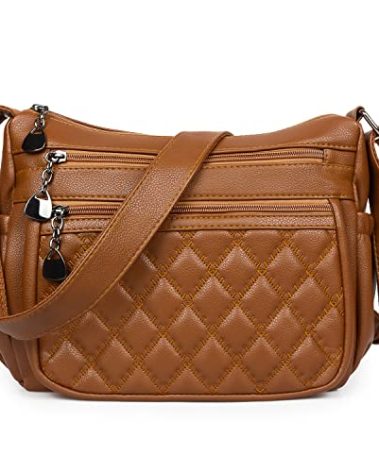 VOLGANIK ROCK Crossbody Purse for Women Ladies Soft Vegan Leather Shoulder Bag Quilted Satchel Handbags