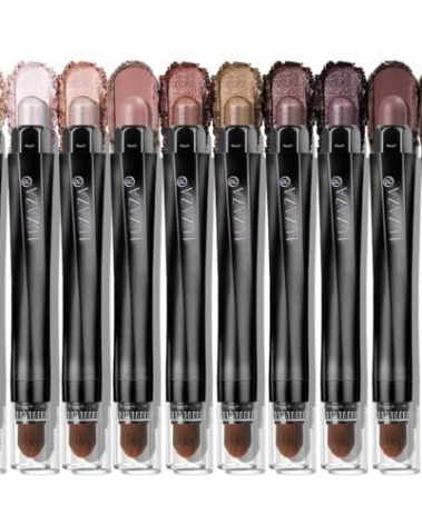 LUXAZA PRO Brown Eyeshadow Stick Makeup Set 10PCS, Neutral Shimmer And Matte Cream Eye Shadow Palette, Metallic Bronze Smoky Eyeliner Brightener Crayon Pencil Kit, Ideal Gift for Women -Ash Rose