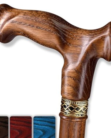 Asterom Walking Cane - Handmade, Ergonomic, Wooden Canes for Men & Women - Unique Wood Walking Sticks for Seniors (Caramel, 37 Inches)