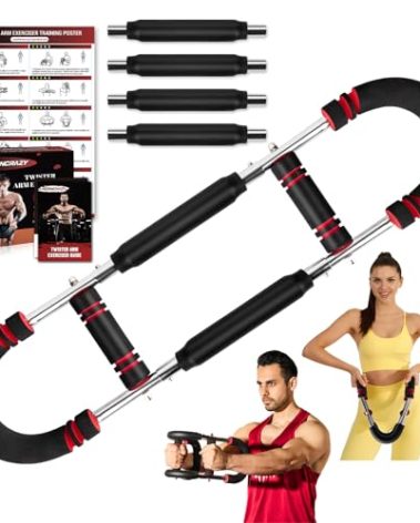 Twister Arm Trainer, 30-120 lbs Adjustable Twister Arm Chest Exerciser with 2/4 Spring & Poster for Men & Women, Detachable Power Twister Home Fitness Equipment for Enhancing Upper Body Muscle -Red