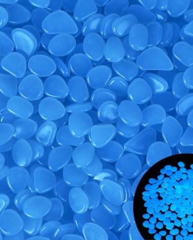 4.2LB 1100PCS Large Glow Pebbles Glowing Rocks for Garden Decoration Luminous Stones Glowing Stones for Driveway Landscape Walkway,Blue(0.6“-0.8“)