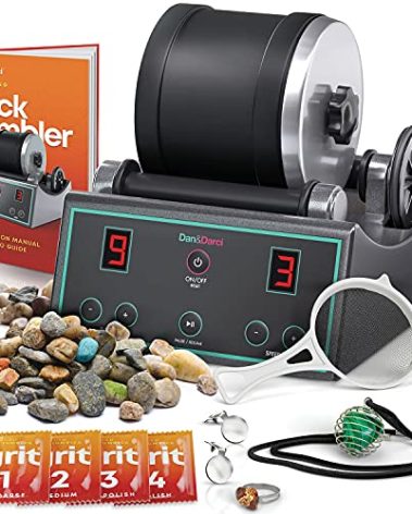 Dan&Darci Advanced Professional Rock Tumbler Kit - with Digital 9-Day Polishing Timer & 3 Speed Settings - Turn Rough Rocks into Beautiful Gems : Great Science & STEM Geology Toy for Kids All Ages