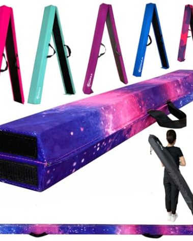 Marfula 6 FT / 8 FT / 9 FT Folding Gymnastics Beam Foam Balance Floor Beam - Extra Firm - Suede Cover - Anti Slip Bottom with Carry Bag For Kids/Adults Home Use