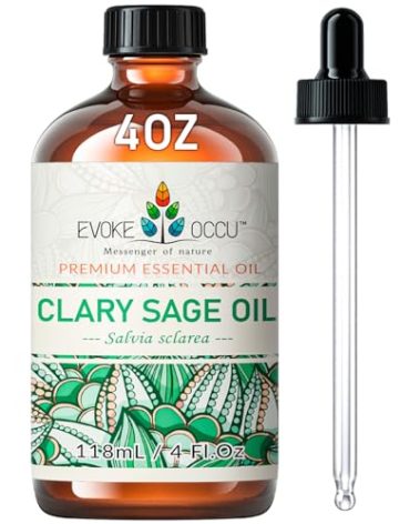 EVOKE OCCU Clary Sage Oil Essential Oil for Relaxation, Moisturize Skin, Air Freshening, Add to Spray and Diffuser - 4 FL Oz