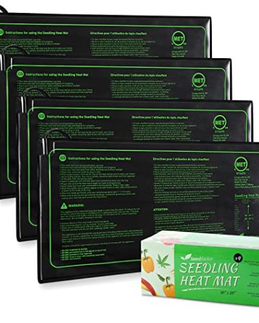 MET Certified 4 Pack Seedling Heat Mat, Seedfactor Waterproof Durable Germination Station Heat Mat, Warm Hydroponic Heating Pad for Indoor Home Gardening Seed Starter
