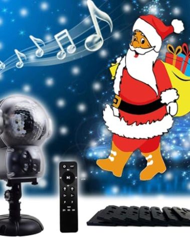 UPODA LED Snowfall Halloween Waterproof with Remote Control Timer and Music Player Anime Snow Light Projector for Outdoor Wedding Holiday Party Decorations