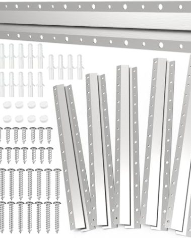 16"-6 Pairs French Cleat Hanger,Z-Hanger Picture Hanging Kit,Wall Mounting Brackets Cleat Picture Hanger Kit Z Bar Clips for Hanger Supports 60 lbs,Z Bar Hanger for Pictures,Mirrors,and Art