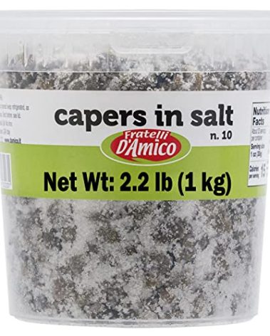 FRATELLI D'AMICO Capers in Salt, Size #10, Italian Salted Capers, Caperi, NON-GMO, Product of Italy, Net wt. 35.3oz (1000g)