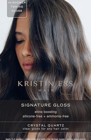 Kristin Ess Hair Crystal Quartz Clear Hair Gloss for All Hair Types + Colors - Anti Brass Treatment for Women - Shine Boosting + Deep Conditioning Treatment - Vegan - Phthalates + Paraben Free