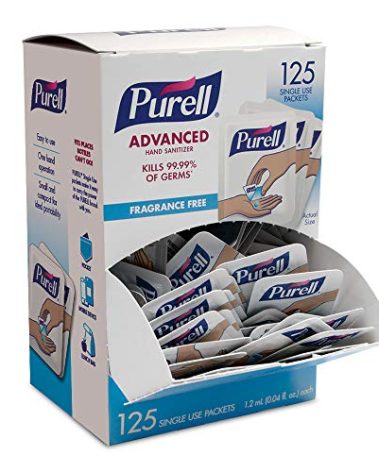 PURELL SINGLES Advanced Hand Sanitizer Gel, Fragrance Free, 125 Count Single-Use Travel-Size Packets - 9620-12-125EC (Pack of 1)