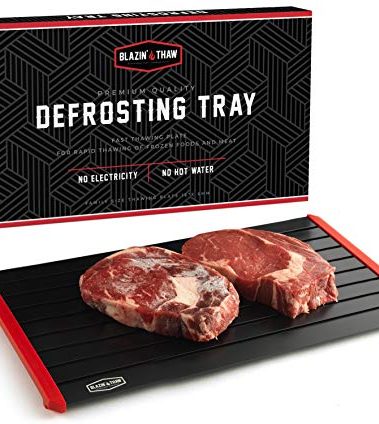 BLAZIN' THAW Defrosting Tray for Frozen Meat | 16" Family-Size | Aluminium Plate for Thawing Frozen Food | Natural Thawing Process | No Microwaves, No Cold/Warm Water Required |