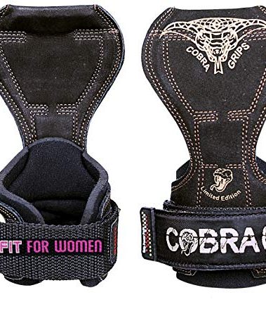 Cobra Grips FIT Women Weight Lifting Gloves Heavy Duty Straps Alternative Power Lifting Hooks Best for Deadlifts with Adjustable Neoprene Padded Wrist Wrap Support Bodybuilding (FIT Black Leather)