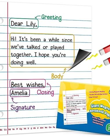 Aizweb Giant Magnetic Notebook Paper,Dry Erase Handwriting Lined for Classroom Whiteboard Accessories, Chart Paper Teacher Must Have Homeschool Teaching Supplies,Teacher Essential,17" x 21.5"