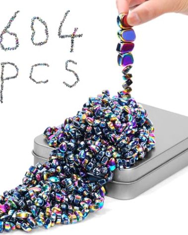 Magnetic Balls Fidget Toys Adults 600 PCS Mini Magnetic with Four Big Magnetic Putty Desk Toys,Fidget Toys for Adults, Office Desk Toys（Colorfully）