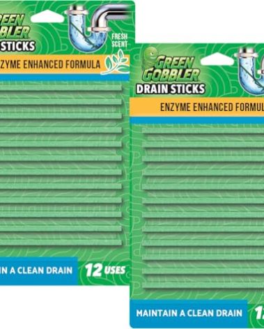 Green Gobbler Drain Cleaner & Deodorizer FRESH SCENT Sticks for Toilet Tanks, Sinks, Bathtub Drains, Washing Machine Drains and Garbage Disposals - 24 Pieces