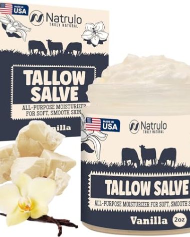 Beef Tallow Salve – All Natural Grass Fed Beef Tallow & Honey All Purpose Balm – Moisturizing Body Salve Great for Eczema, Cracked, Dry, Itchy, Irritated Skin – Skin Repair Skincare Made in USA