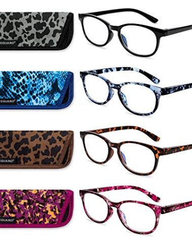 EYEGUARD Blue Light Reading Glasses 4 Pack Fashion Spring Hinge Readers for Women Computer Eyeglasses