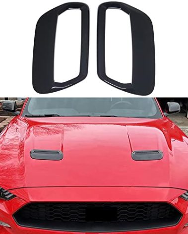 Kolya Glossy Black Exterior Hood Vent Air Outlet Cover Trim for Ford Mustang Accessories 2018 2019 2020 2021 2022 2023 (Not for Shelby Model)