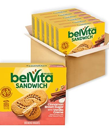 belVita Breakfast Bar Biscuit Sandwiches, Cinnamon Brown Sugar with Vanilla Creme, 30 Total Packs, 6 Boxes (2 Biscuits Per Pack)