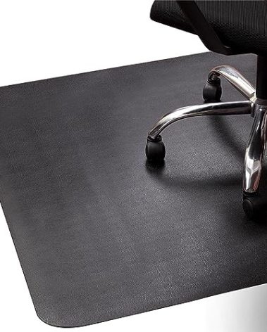 Office Rolling Chair Mat for Hardwood and Tile Floor, Black, Anti-Slip, Non-Curve, Chair Mat Best for Under The Computer Desk, 47 x 35 Rectangular Non-Toxic Plastic Protector, Not for Carpet
