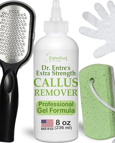 Dr. Entre's Callus Remover Gel Kit for Feet: Foot File, Pumice Stone, 5 Glove Pairs for Gel Application, Spa Kit, Foot Care, Pedicure Tools, Scrubber, 8oz