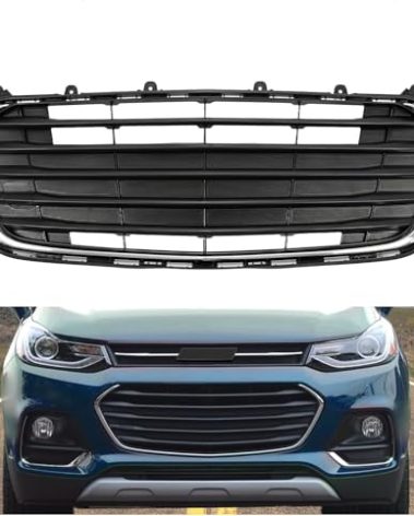 KUAFU Front Bumper Lower Bottom Grille Grill Compatible with 2017-2021 Chevy Chevrolet Trax Replacement for 42537706 42519611 GM1036196 Black+Silvery