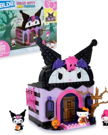 BLDR Hello Kitty and Friends Kuromi’s Haunted House Building Set - Hello Kitty, Kuromi, & My Melody Minifigures - Gift for Kids and Sanrio Fans Ages 8+, 0131