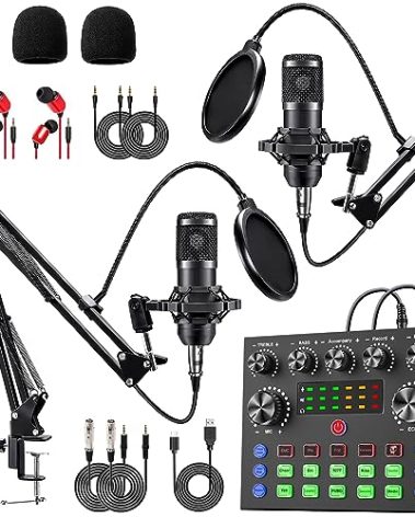 sktome Podcast Equipment Bundle for 2, V8s Voice Changer with BM-800 Podcast Microphone Bundle - Studio Condenser Microphone Perfect for Podcasting, Recording, Singing, Streaming and Gaming