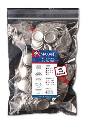 100 Buttons to Cover - Made in USA - Self Cover Buttons with Flat Backs - Size 45 with Tool