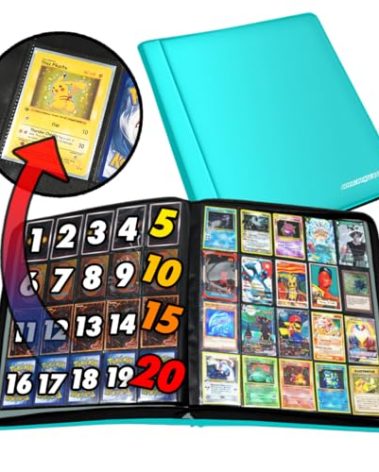 1280+ Cards 20 Pocket Card Binder Collector Card Album - Pages Compatible with Pokemon Cards, Sports Cards, Yugioh, MTG and Other TCG - Trading Card Sleeve with Side Loading Pockets (Teal/Teal)