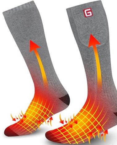 GEMSTONEGO Electric Heated Socks for Teenagers Youth, Rechargeable Battery Powered Operated Heated Socks for Middle Senior High School (Grey)