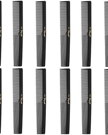 Krest Cleopatra 420 7" Flat Square Back Barber Hair Comb (12 Pack)