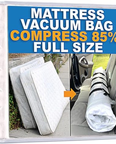 Mattress Vacuum Bag for Moving, Vacuum Seal Mattress Bag for Memory Foam or Inner Spring Mattresses, Compression and Storage for Returns, Leakproof Valve and Double Zip Seal (Full)