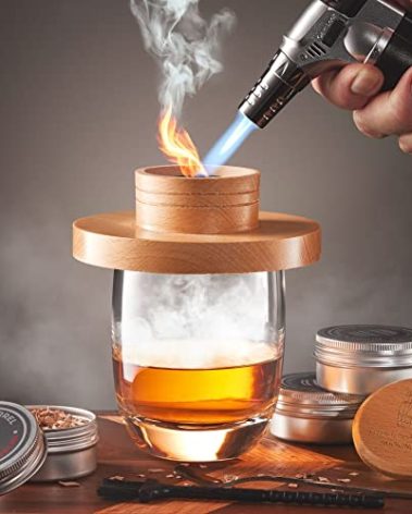 Whiskey Smoker Kits with Torch 4 Flavors Wood Chips Bourbon Cocktail Old Fashioned Smoker Kit Gifts for Man, Father’s Day, Christmas for Husband, Dad(No Butane)