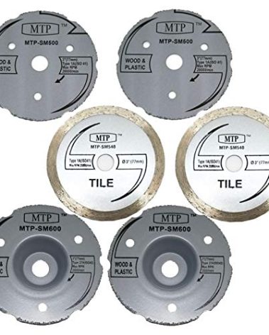 MTP Brand Pack of 6 Assort 3" Wood Plastic Metal Tile Cutting Wheel Compatible to use for Dremel SM600 Saw Max - 7/16" Arbor