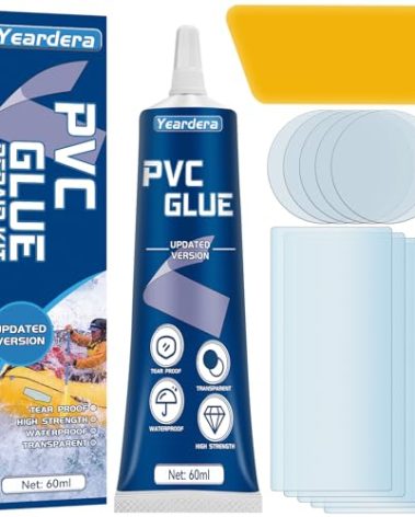 Yeardera Air Mattress Patch Kit, Waterproof Vinyl Repair Kit, High Strength PVC Adhesive for Inflatables, PVC Boats, Vinyl Glue (60ml/1 Pack)