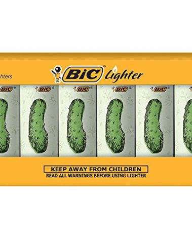 BIC Maxi Pocket Lighter, Special Edition Pickle Collection, Assorted Unique Lighter Designs, 6 Count Pack of Lighters