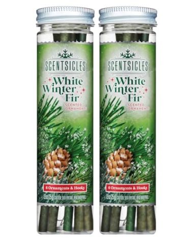 Scentsicles White Winter Fir Scented Christmas Tree Ornaments - 2 Bottles (12 Sticks Total)