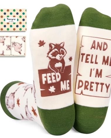 HAPPYPOP Funny Raccoon Gifts Racoon Socks - Animal Socks for Raccoon Lovers Women Men, Christmas Gifts Ideas for Teens Girls Boys