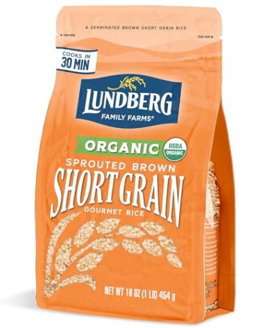 Lundberg Organic Sprouted Short-Grain Brown Rice – Nutty & Sticky, Germinated Whole Grain, 16 Oz
