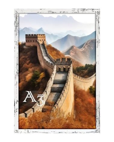 Picrit A3 Frame, Picture Frame for Wall Mounting Display, Rustic White