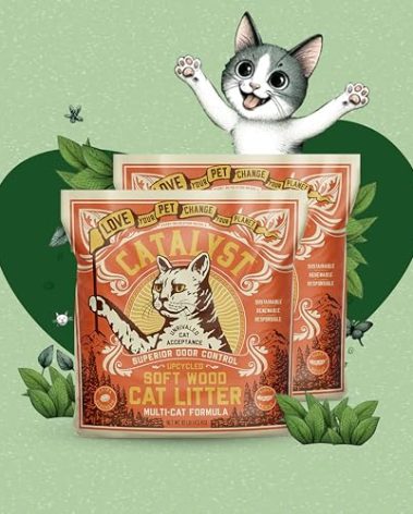 Catalyst Natural Soft Wood Cat Litter (2 Pack, 10lb Bags) - Superior Odor Control, Strong Clumping, Low Dust, and Biodegradable (10lb, Set of 2, Multi Cat)