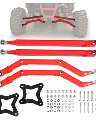 TEBEDI Rear Radius Arms/Rods High Clearance Boxed Compatible with 2014-2024 2025 Polaris RZR XP 1000/XP 4 1000 w/Adjustable Heim Joints Heavy Duty Steel Red
