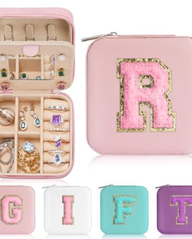 Parima Small Jewelry Box for Girls, Travel Initial Girls | Organizer Case Mini Box-Initial R Pink