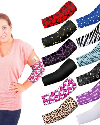 Cuffbow 12 Pcs PICC Line Reusable Sleeve Cover for Adults Upper Arm Breathable Cover Nursing Sleeve Protector Supplies(Stylish)
