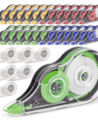 JEFURE 30 Pcs Colorful Correction Tape, 39.4 Ft White Wrong Out Tear-Resistant Bulk, Instant Corrections Easy To Use Applicator for School, Office, Note Taking, Journal (Tape Width 0.2 in, Clear)